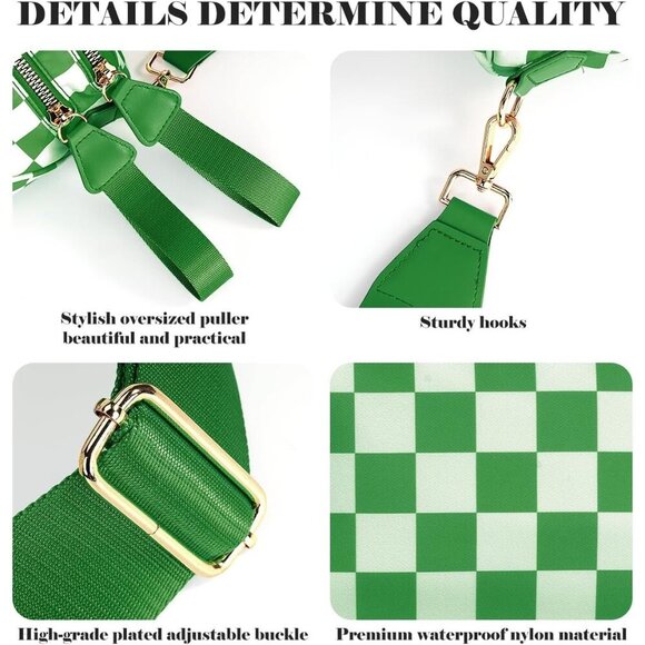 Women Kelly Green Imported Polyester Checkered Crossbody Fanny Belt Bum Bag - Picture 6 of 6
